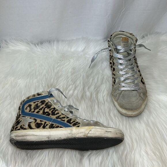 Golden Goose Slide Leopard Pony Hair Archive Heavily Damaged Sneaker Sz 40/US 10 - Picture 1 of 12